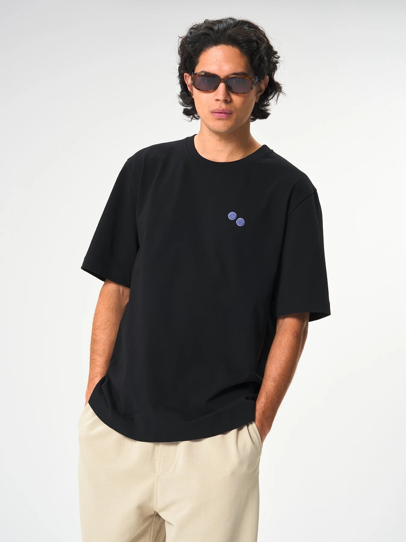 T-Shirt Cotton Black Frottee Pool